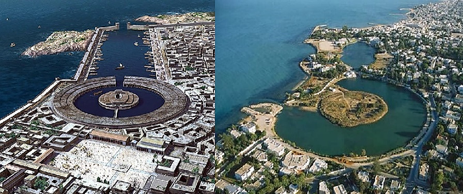Figura 4. Comparativa del port de Cartago (Tunísia). Disponible a: https://www.centroidpm.com/the-great-port-of-carthage/ [Accés: 2/05/2021]